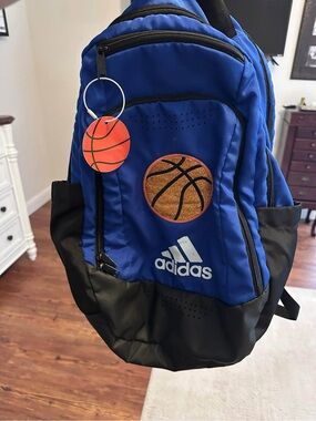 adidas Kids Blue and Black Basketball-Themed Backpack